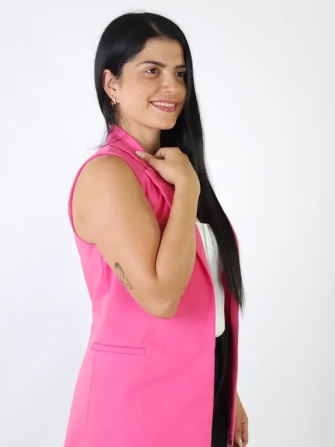 Blazer sin manga color rosa