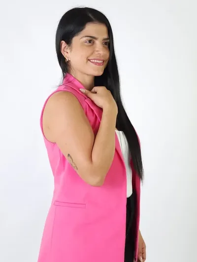 Blazer sin manga color rosa