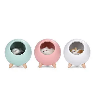 Lámpara de noche color rosa en forma de casa para gato