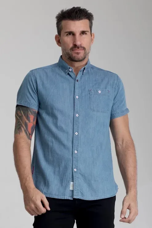 Camisa Hummer para caballero color mezclilla