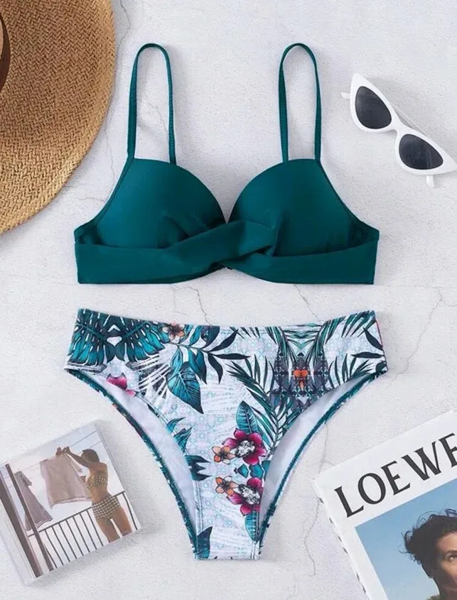 Vestido de baño para dama con diseño tropical
