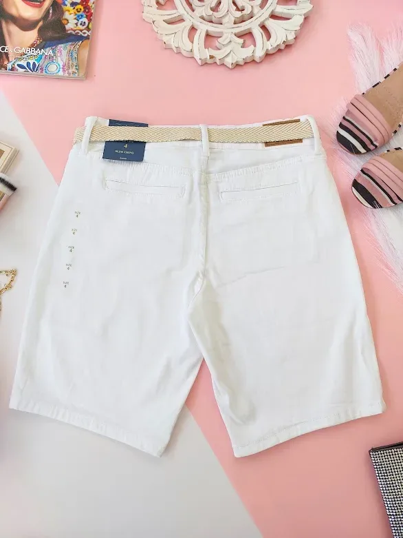 Short U.S Polo para dama blanco con faja