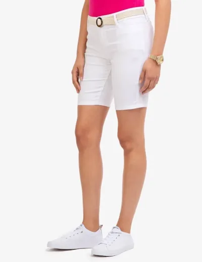 Short U.S Polo para dama blanco con faja