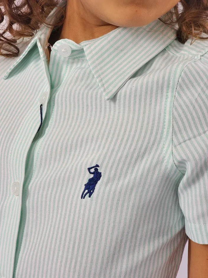 Camisa Cambrige Polo para niña diseño a rayas