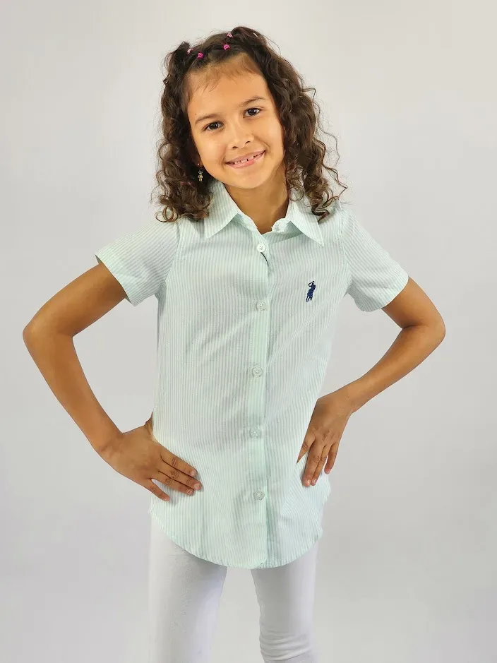 Camisa Cambrige Polo para niña diseño a rayas