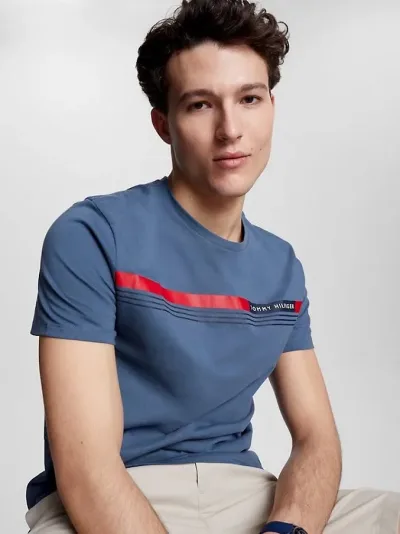 Camiseta Tommy Hilfiger para caballero color gris azulado