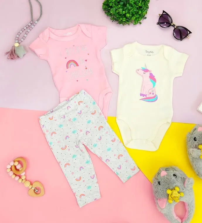 Conjunto de pijama para niña con diseño de unicornio y arcoíris