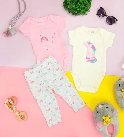 Conjunto de pijama para niña con diseño de unicornio y arcoíris