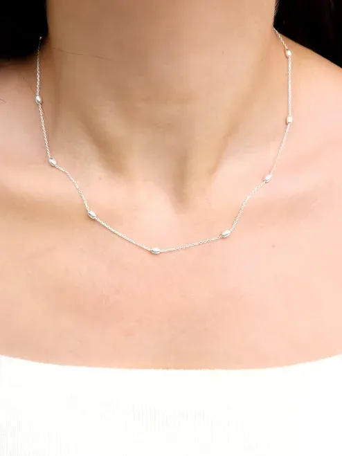 Collar plata 925 para dama con diseño de bolitas color plateado #12