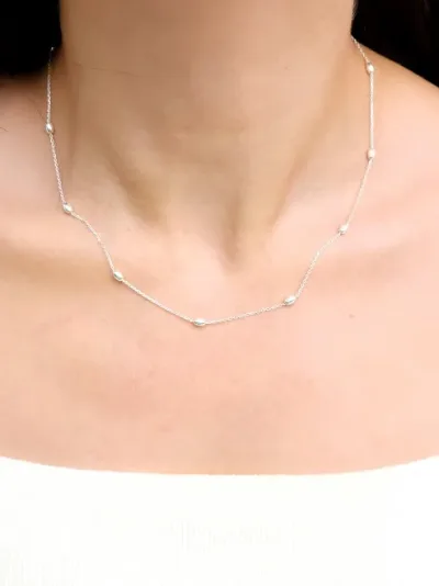 Collar plata 925 para dama con diseño de bolitas color plateado #12