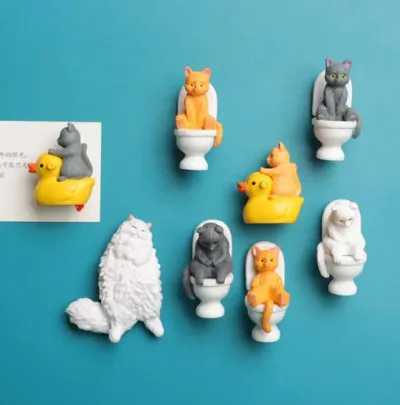 Una decoración magnética con diseño de gato