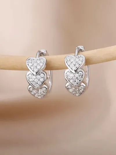 Argollas cobre diseño de corazón #COLOR PLATEADO