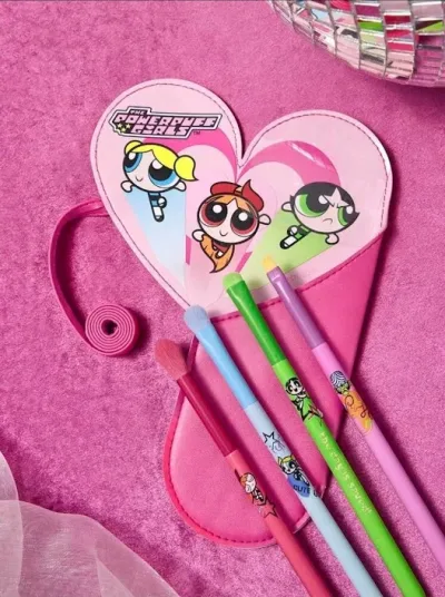 Set de brochas de maquillaje con estuche de Las chicas superpoderosas
