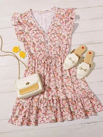Vestido para dama diseño floral color rosa
