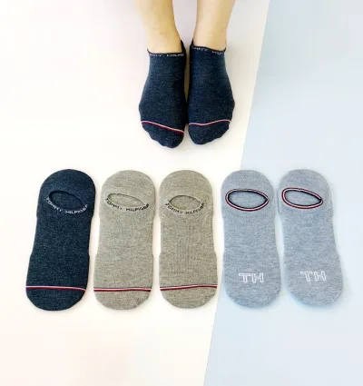 set 3 pares de medias Tommy Hilfiger para caballero celeste, gris y azul