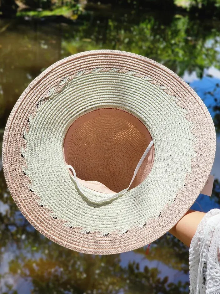 Sombrero para dama color rosado y beige