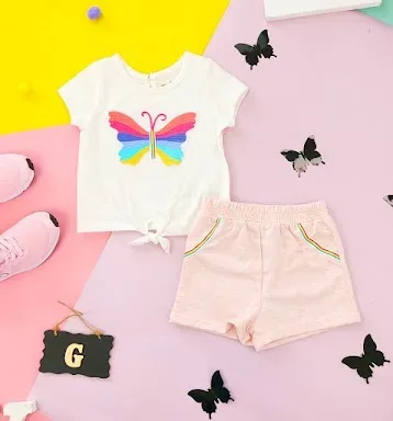 Conjunto para niña color blanco y rosado
