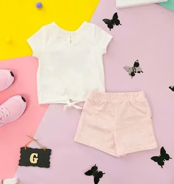 Conjunto para niña color blanco y rosado