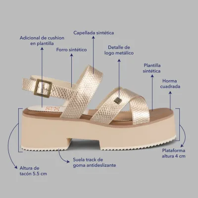 Sandalias Promise Sestri Gold para Dama