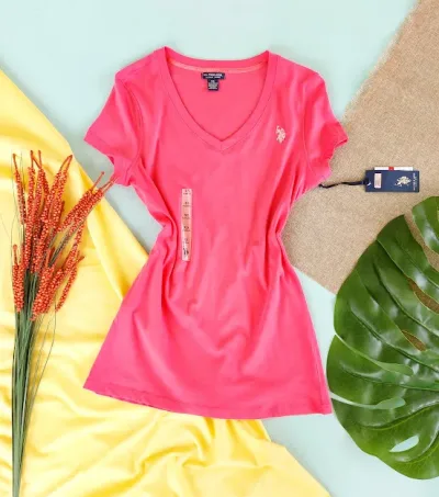 Camiseta U.S Polo para dama color fucsia
