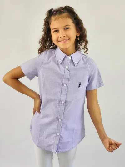 Camisa Cambrige Polo para niña color morado