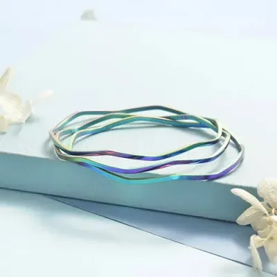 Pulsera de acero inoxidable para dama color tornasol