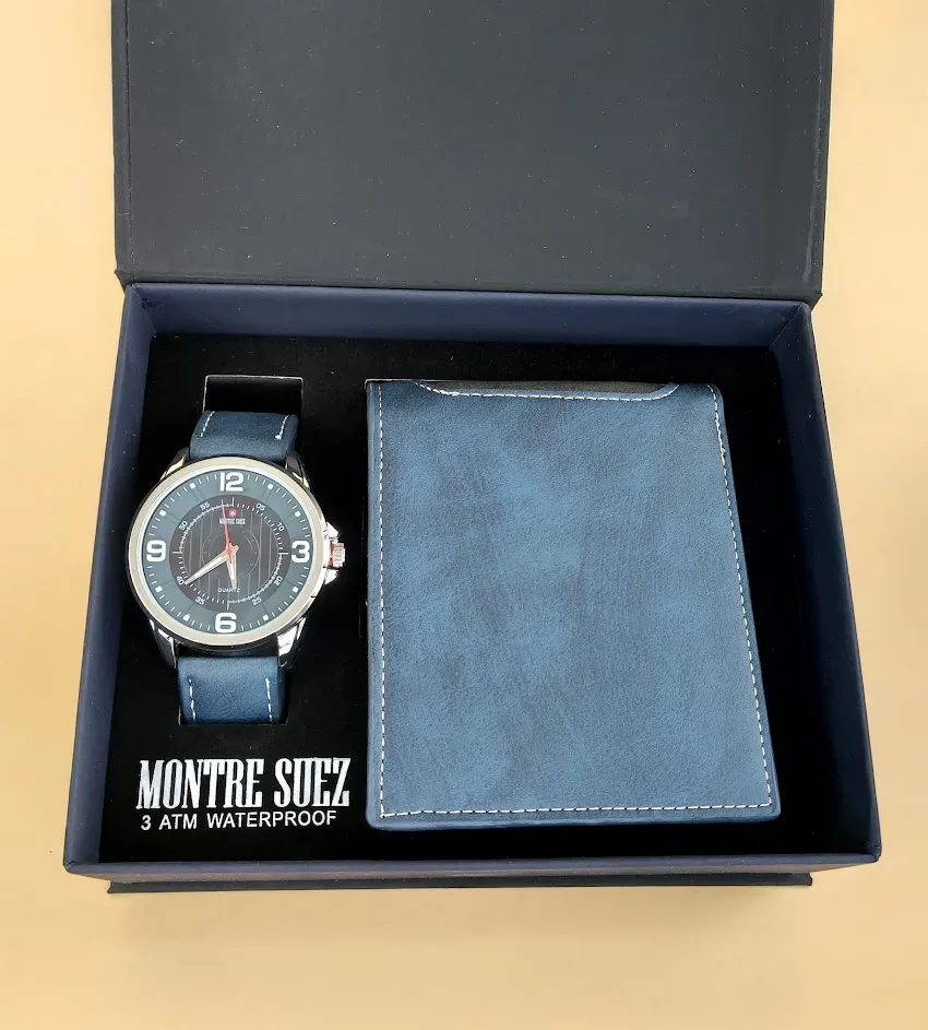 Set de reloj y billetera para caballero PL 5286 PNP-BLU/WHI