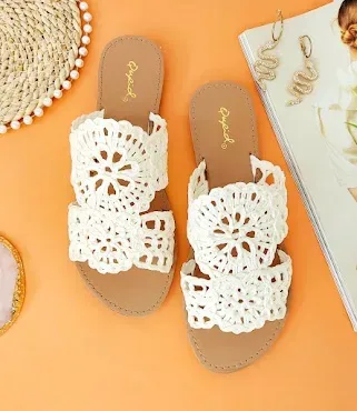 Sandalias para dama color beige y blanco