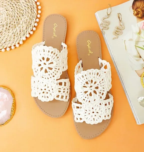 Sandalias para dama color beige y blanco