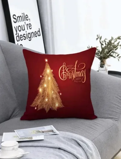 Funda de cojin sin relleno diseño de navidad con estampado de árbol navideño