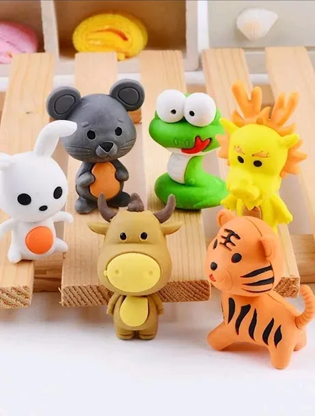 Set de borradores diseño de animales terrestres multicolor al azar