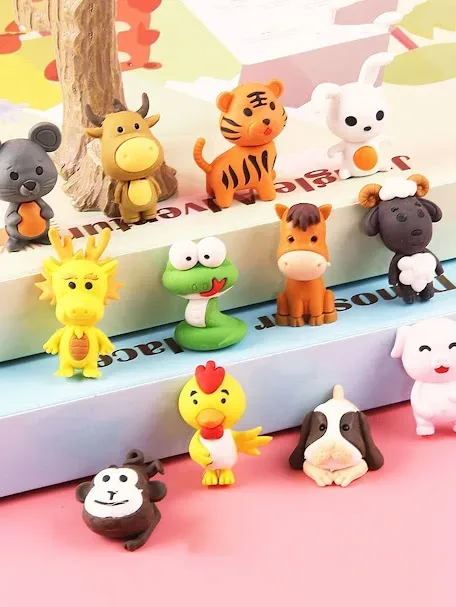 Set de borradores diseño de animales terrestres multicolor al azar