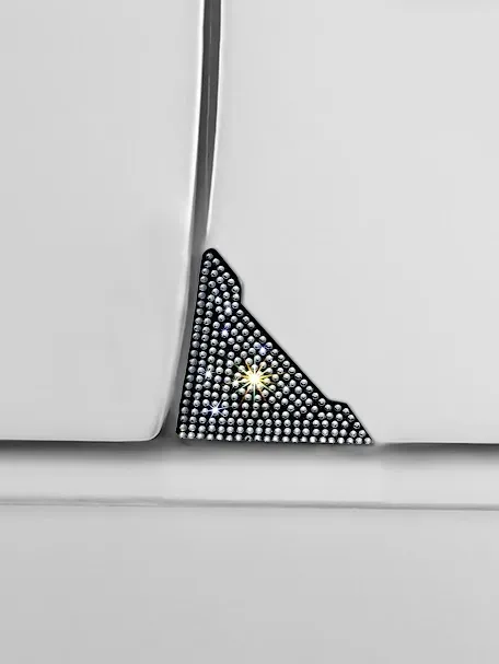 Pegatina de esquina de puesta de coche con diseño de diamantes de imitación color negro y plateado