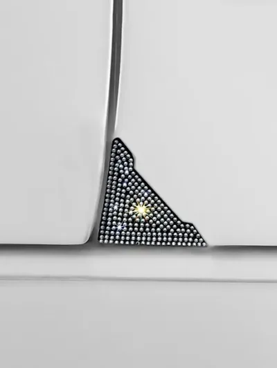 Pegatina de esquina de puesta de coche con diseño de diamantes de imitación color negro y plateado