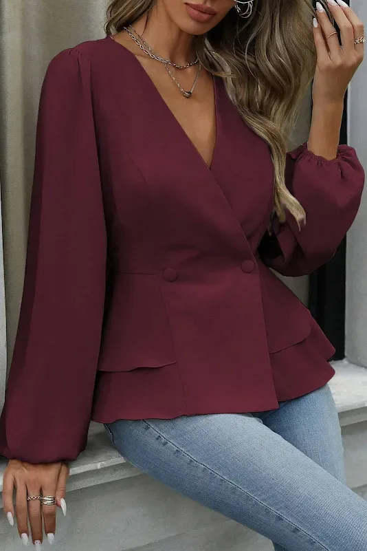 Blusa manga larga Charmo para dama #COLOR VINO