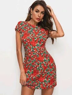 Vestido para dama estampado floral en colores rojos