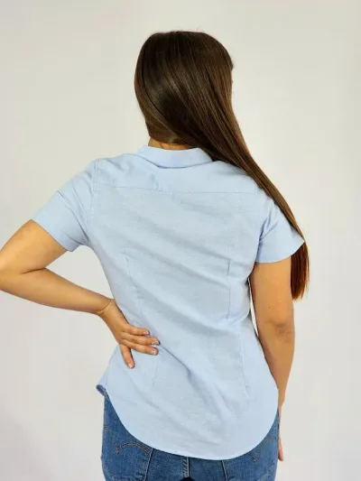 Camisa Cambrige Polo para muchacha color celeste