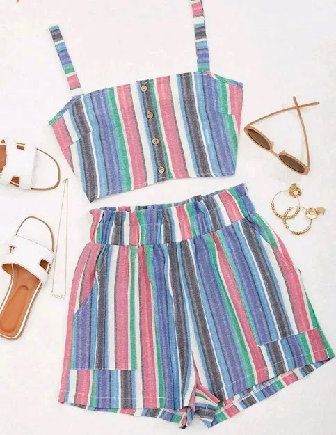 Conjunto para dama diseño a rayas