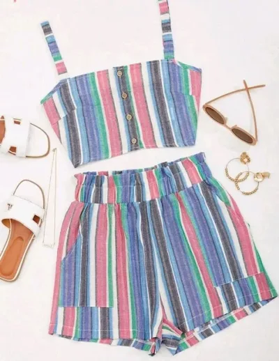 Conjunto para dama diseño a rayas