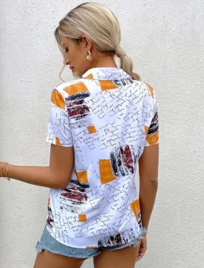 Blusa para dama color blanca diseño abstracto