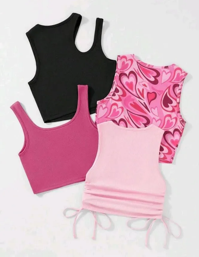 4 piezas de crop top para mujer  multicolor