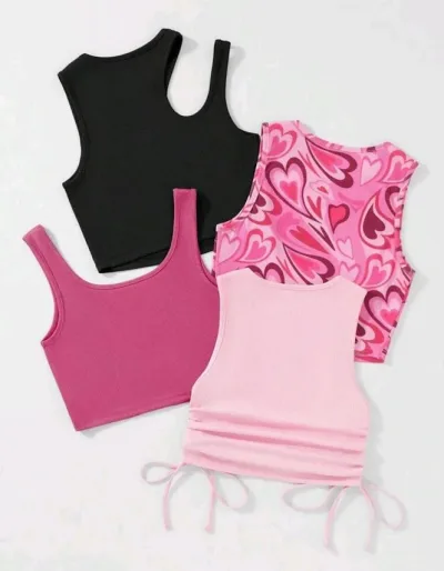 4 piezas de crop top para mujer  multicolor