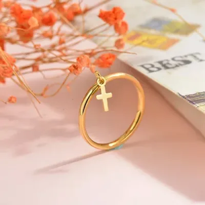 Anillos de acero inoxidable dorado para dama