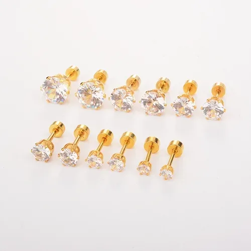 Set de aretes de acero inoxidable para dama tamaños varios