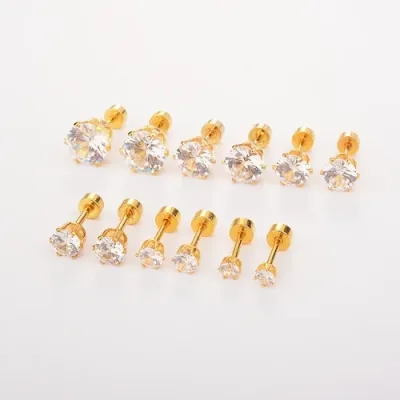 Set de aretes de acero inoxidable para dama tamaños varios