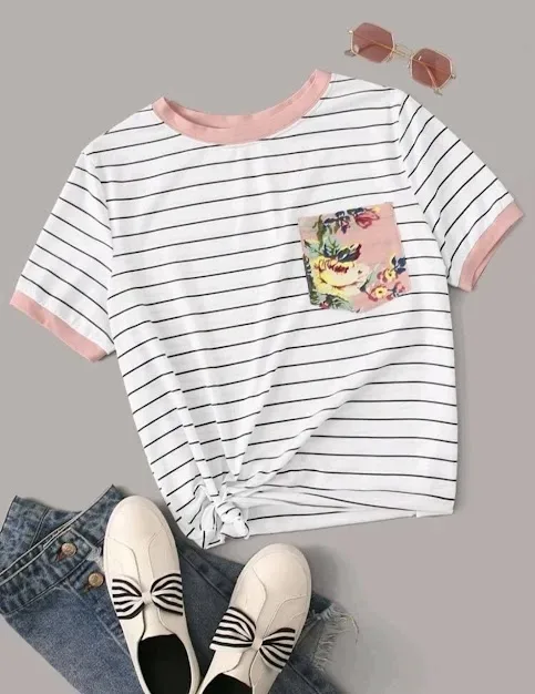 Camiseta para dama diseño a rayas