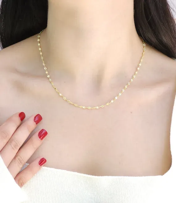 Collar plata 925 para dama color dorado con baño de oro 18K con diseño de cadena #7