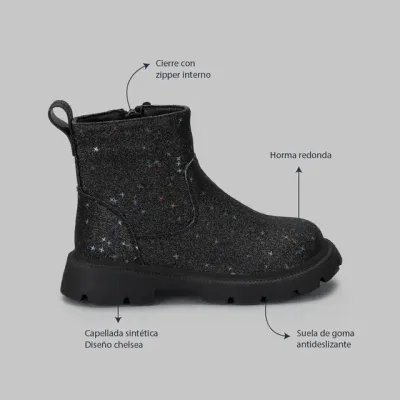 Botines Coral Yoko Black  Glitter para dama