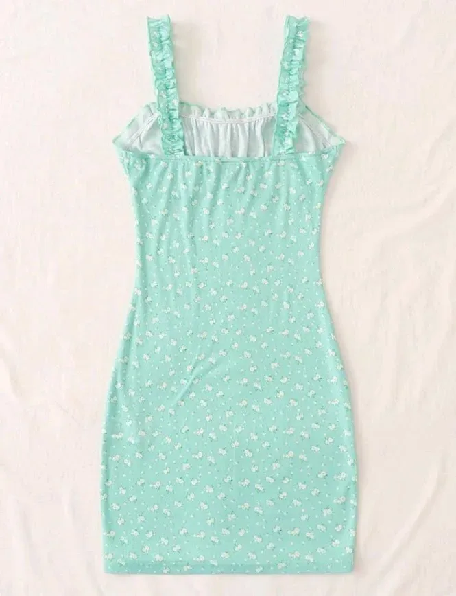 Vestido para dama con estampado floral color verde menta