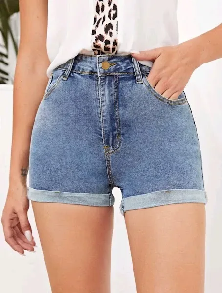 Short para dama color azul lavado